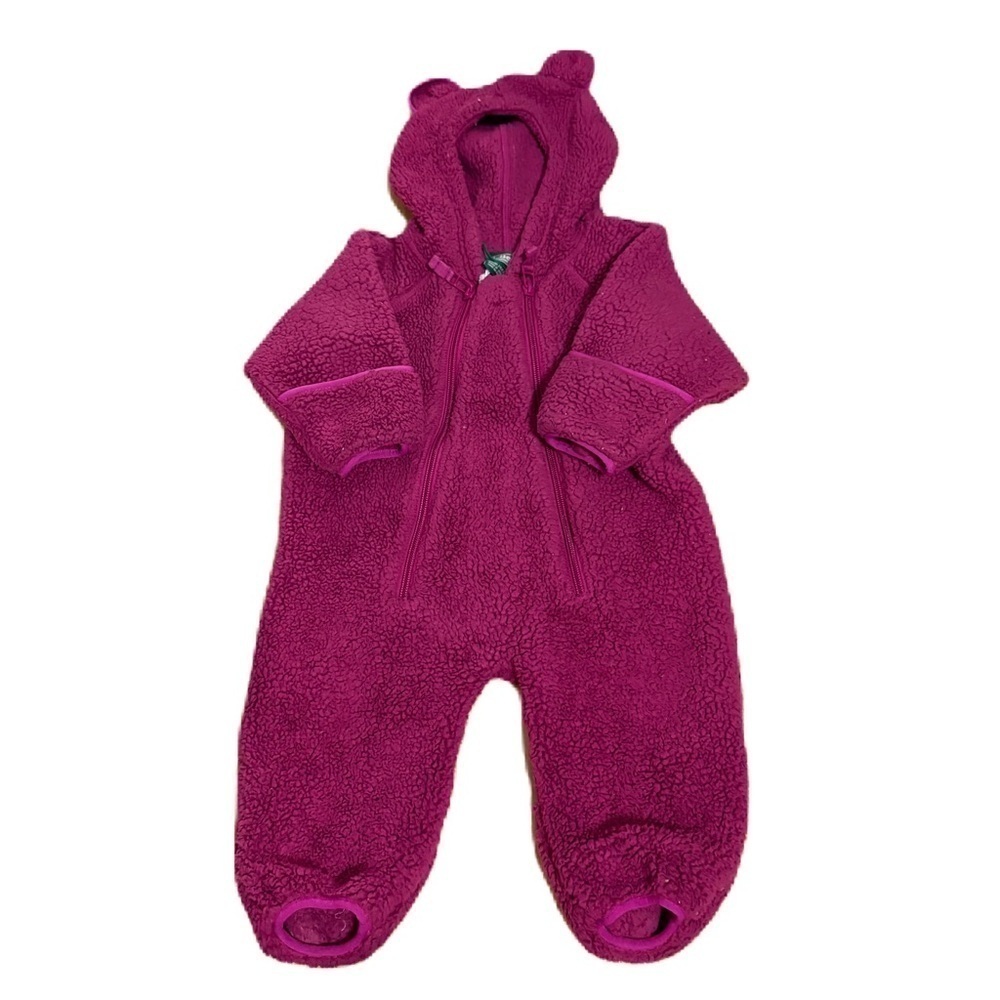 L.L. Bean Bunting Cozy Kids Fleece One Piece - Pink 0-3 mos Snowsuit Purple